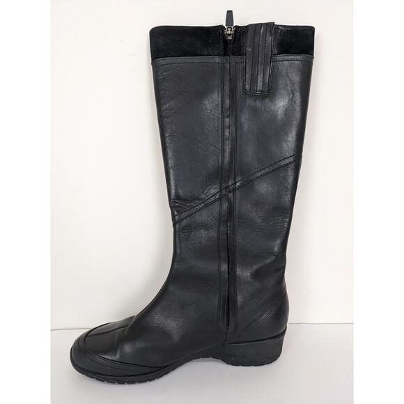 Teva Jade Cove Black Leather Tall Side Zip Boots Sz 9.5 Fall Winter Waterproof - Picture 4 of 10